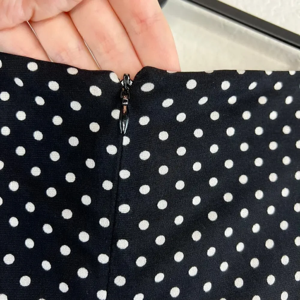Eliza J Black and White Polka Dot Red Belted Dress Size 16W Corpcore Retro